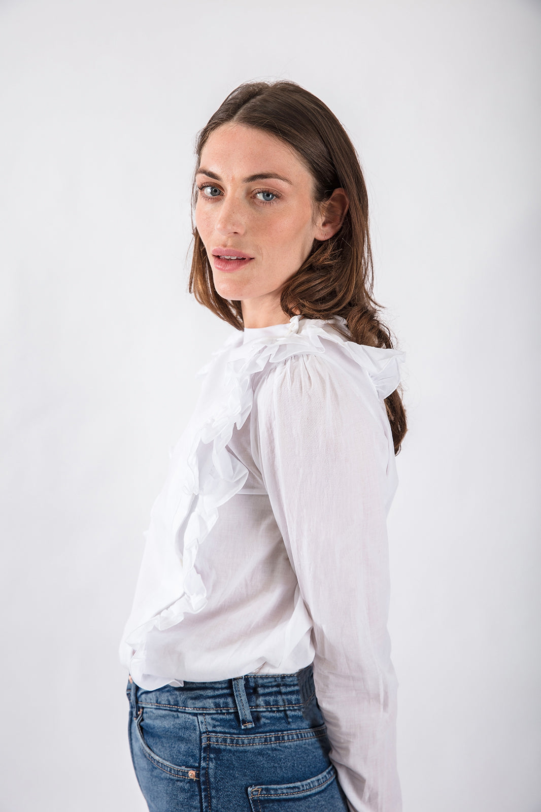 Pinafore Shirt in White