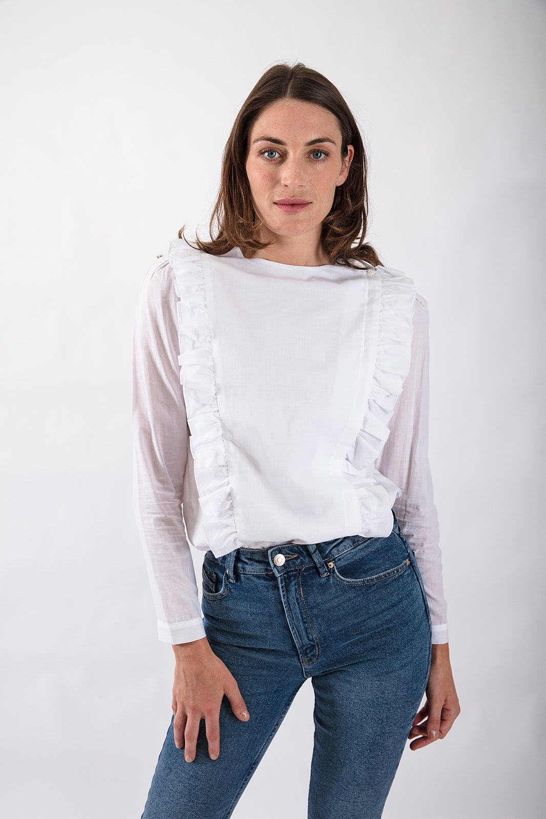 Pinafore Shirt in White