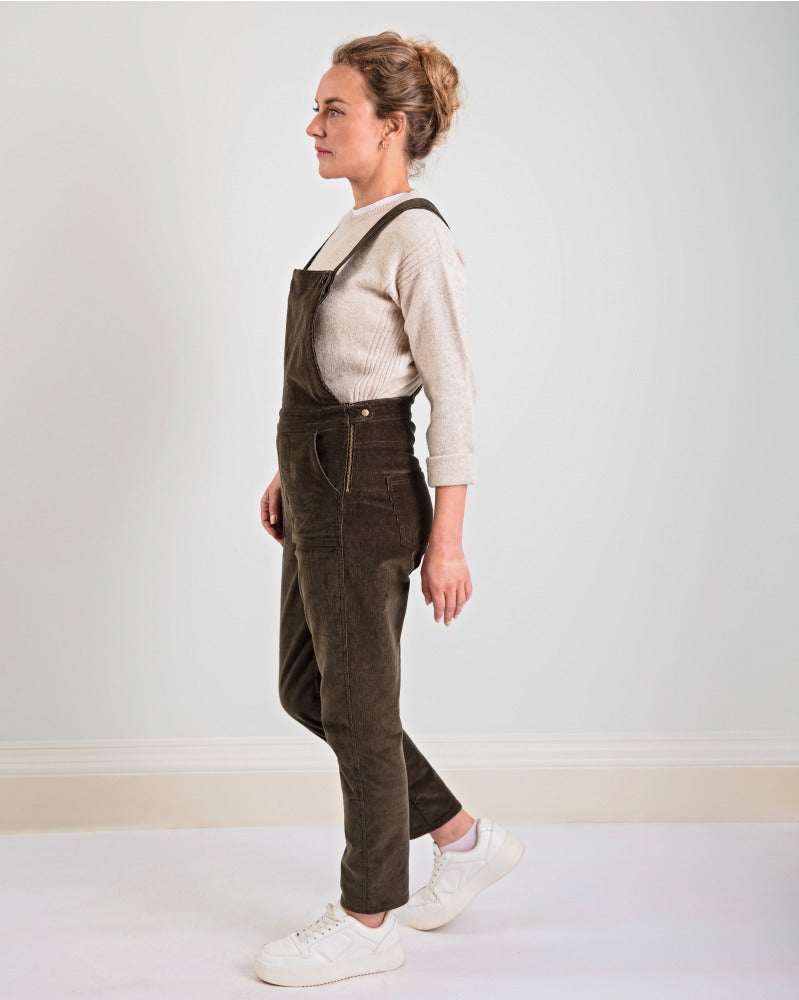 Stretch Corduroy Dungarees - Moss Green