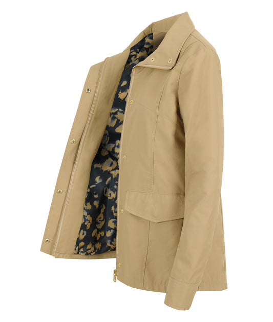 Sundowner Jacket in Sand with Leopard Lining