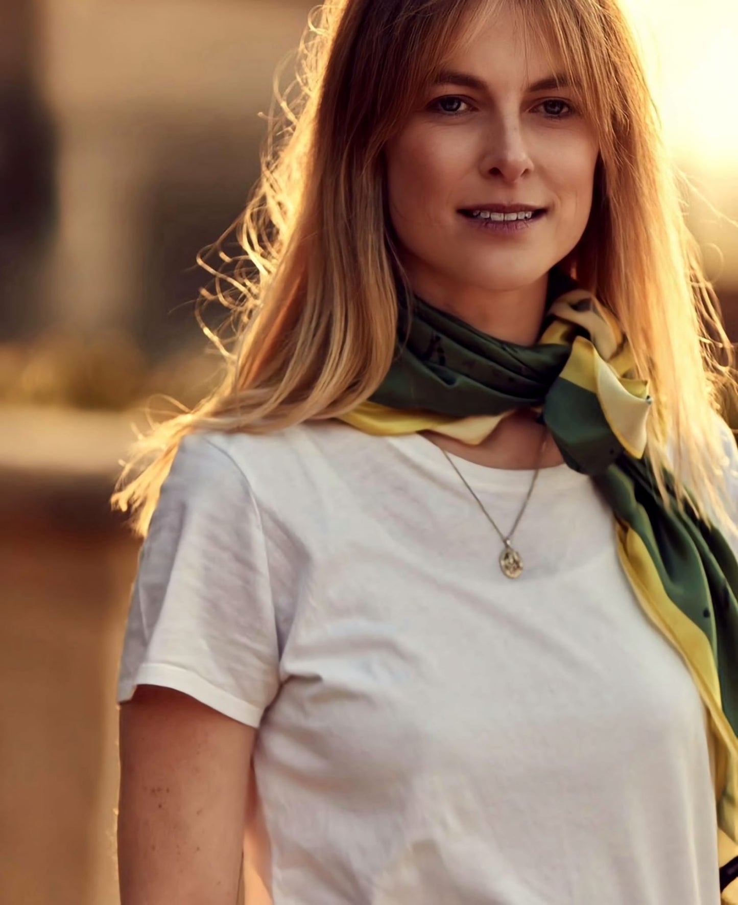 Silk Scarf in Green & Gold