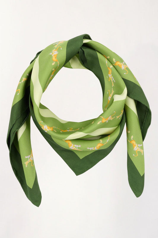 TROY x Louisa Marcq Silk Scarf in Paddock Green