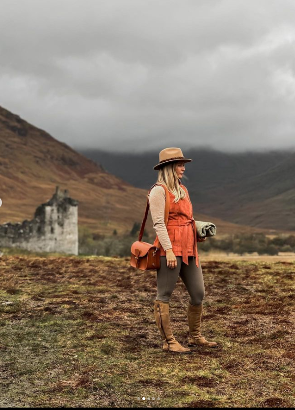 Belted Suede Gilet in Rust