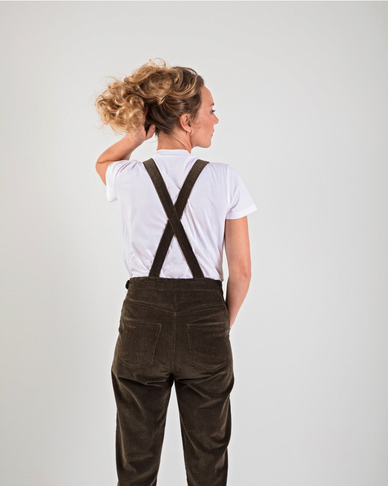 Stretch Corduroy Dungarees - Moss Green