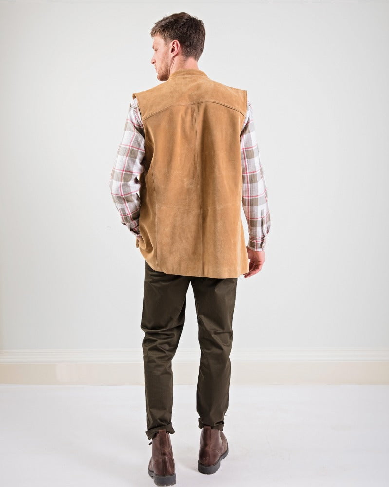 Men's Suede Gilet in Camel
