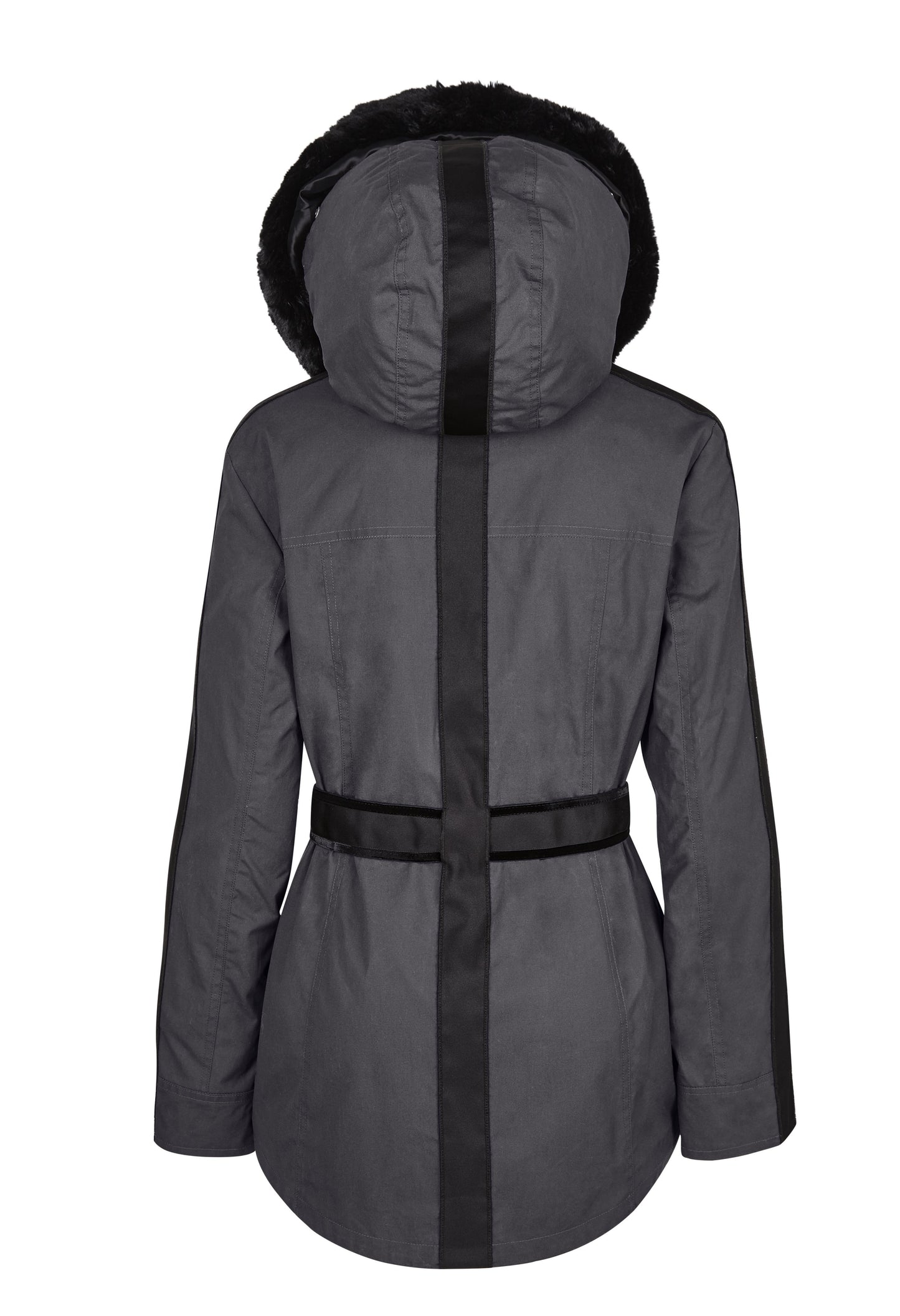 Wax Parka, Wax Jacket with Fur Trim, ski pass, belted, British Made Coat