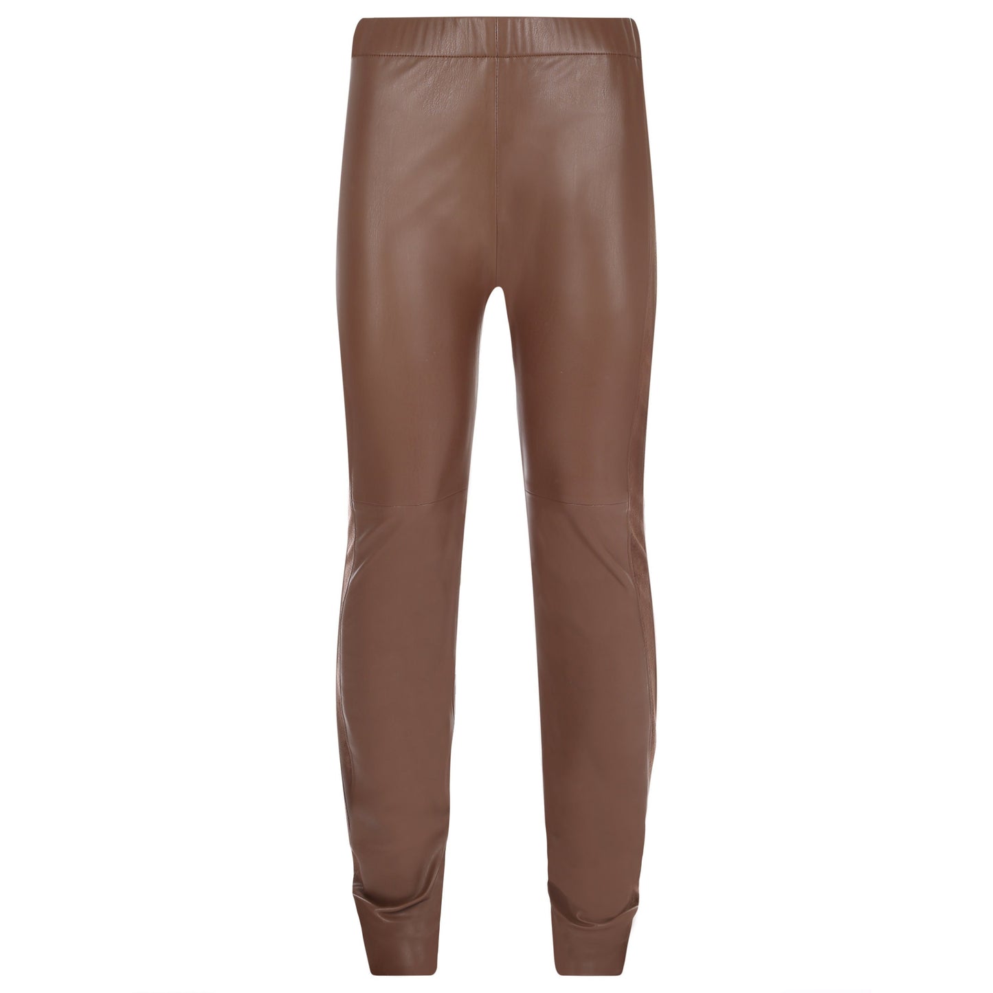 Stretch Leather Trousers in Chocolate Brown