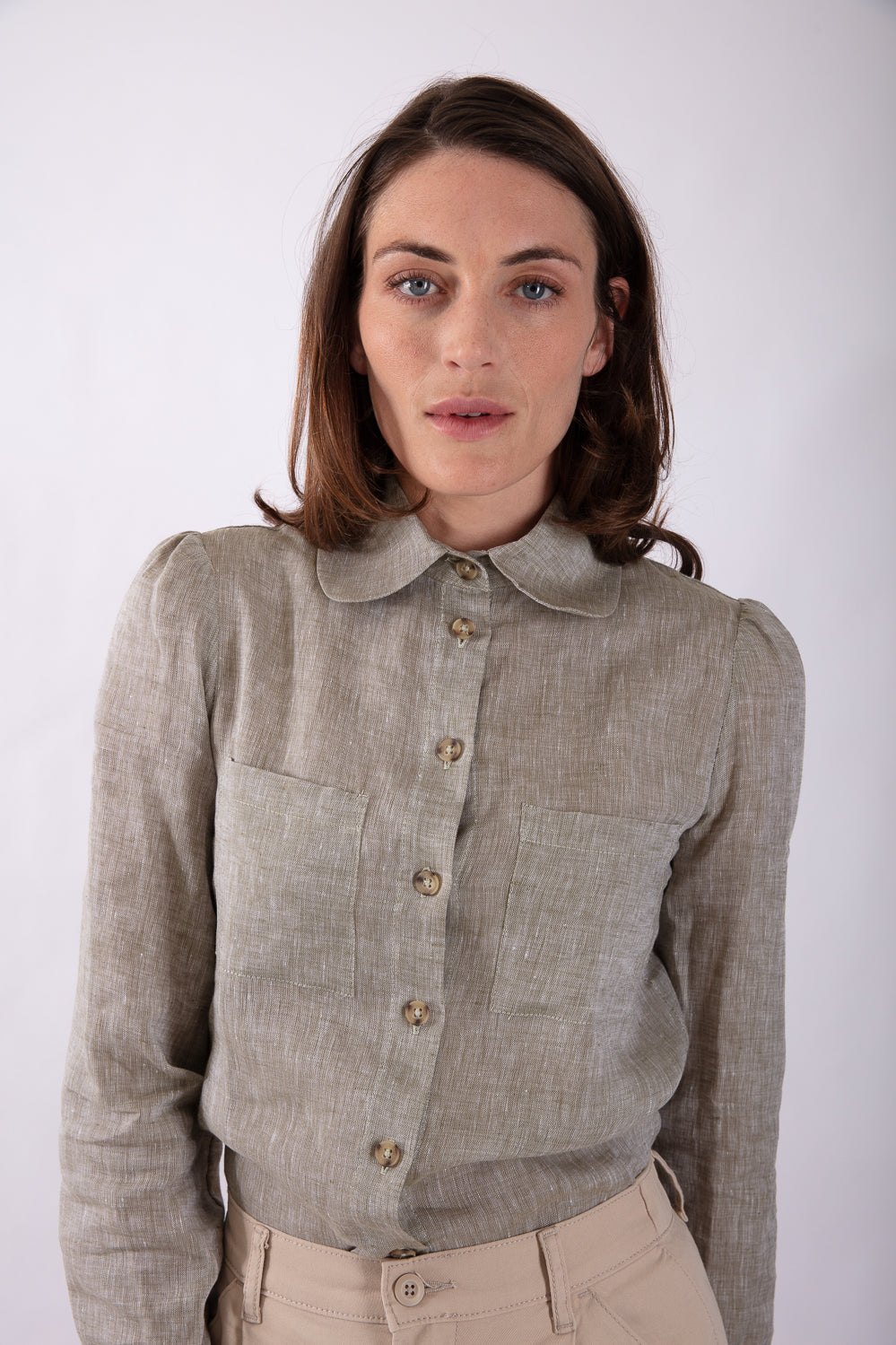 Fine Linen Shirt in Sage Green