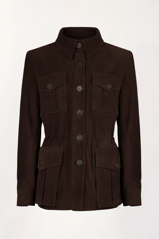 Suede Tracker Jacket In Chocolate
