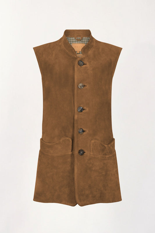 Men's Suede Gilet in Tan