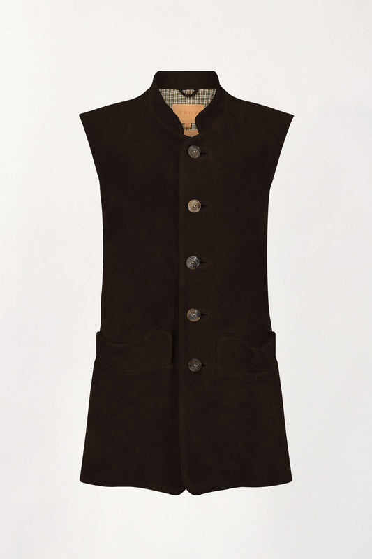 Men's Suede Gilet in Chocolate