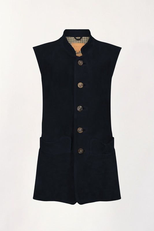 Men's Suede Gilet in Navy