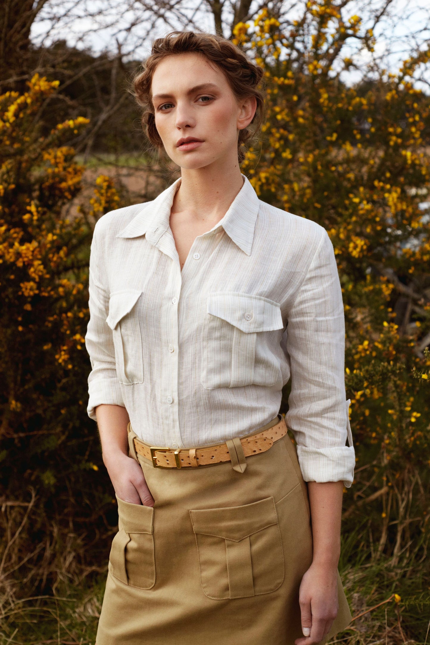 Safari Linen Shirt in White