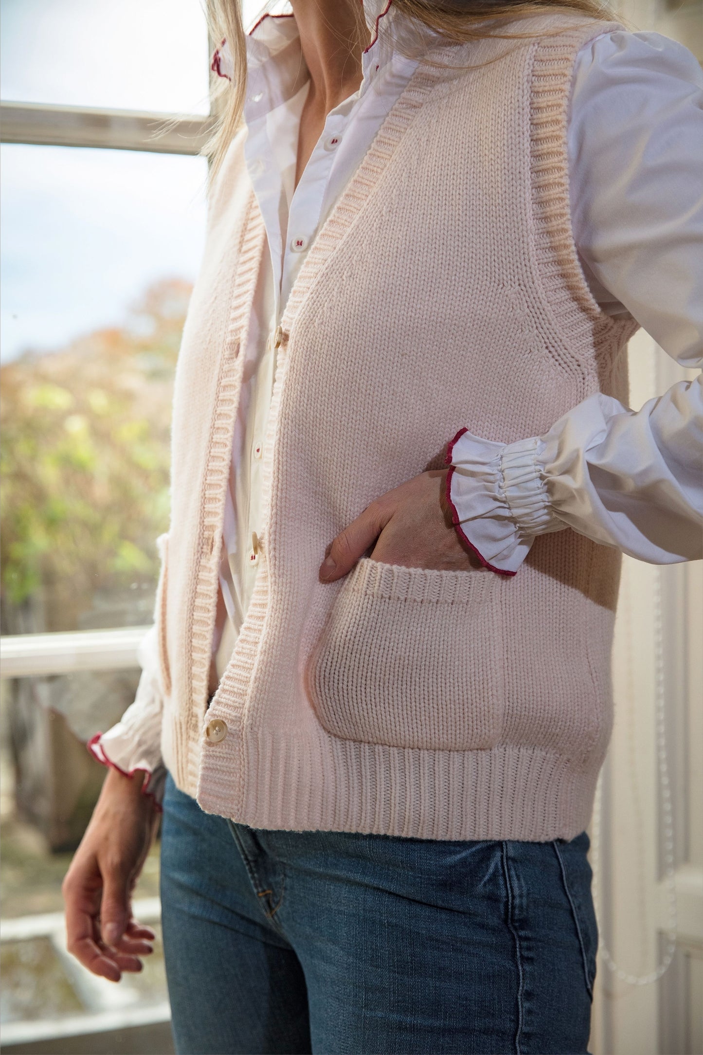 Button-up Tank in Pale Pink