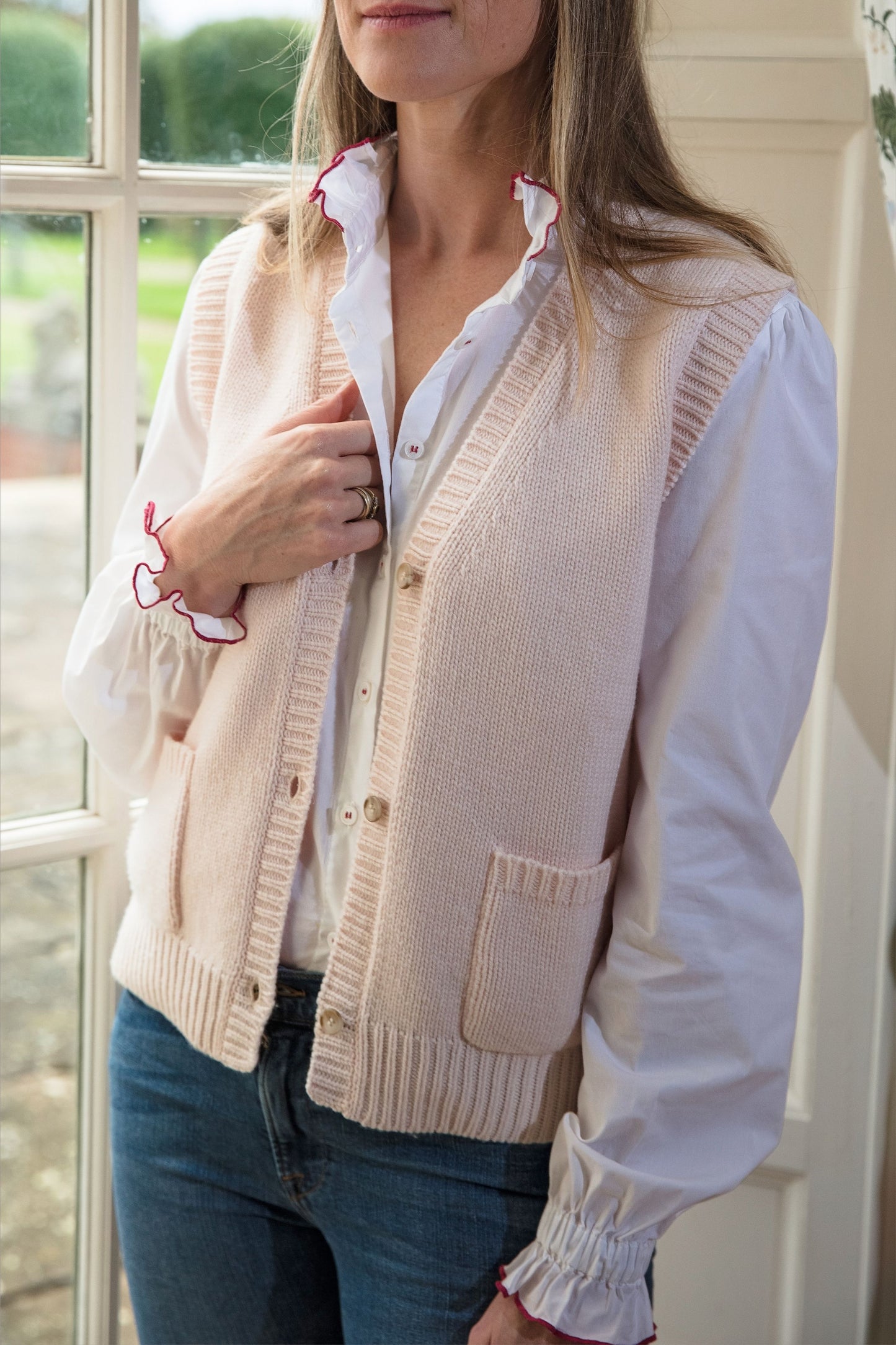 Button-up Tank in Pale Pink