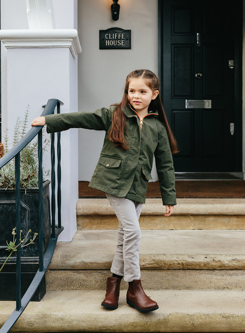 TROY x Trotters Children's Wax Jacket in Green