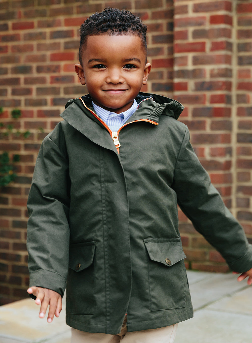 TROY x Trotters Children's Wax Jacket in Green