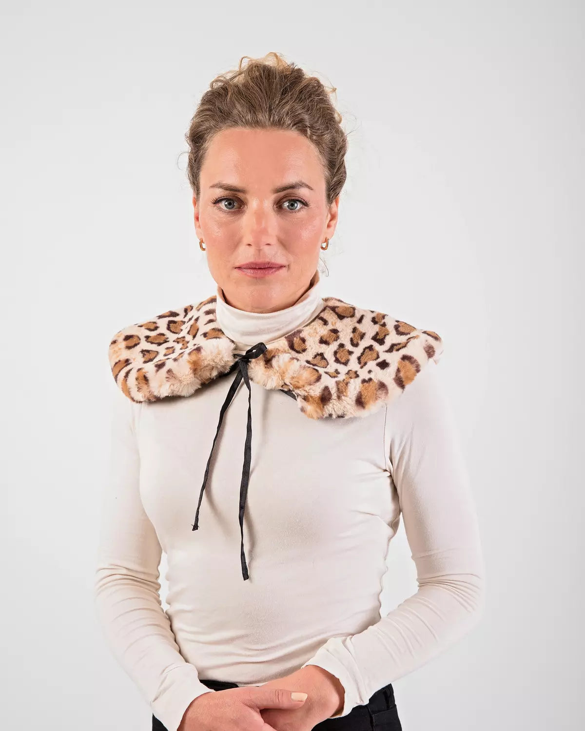 Animal Print Faux Fur Collar in Dark Leopard