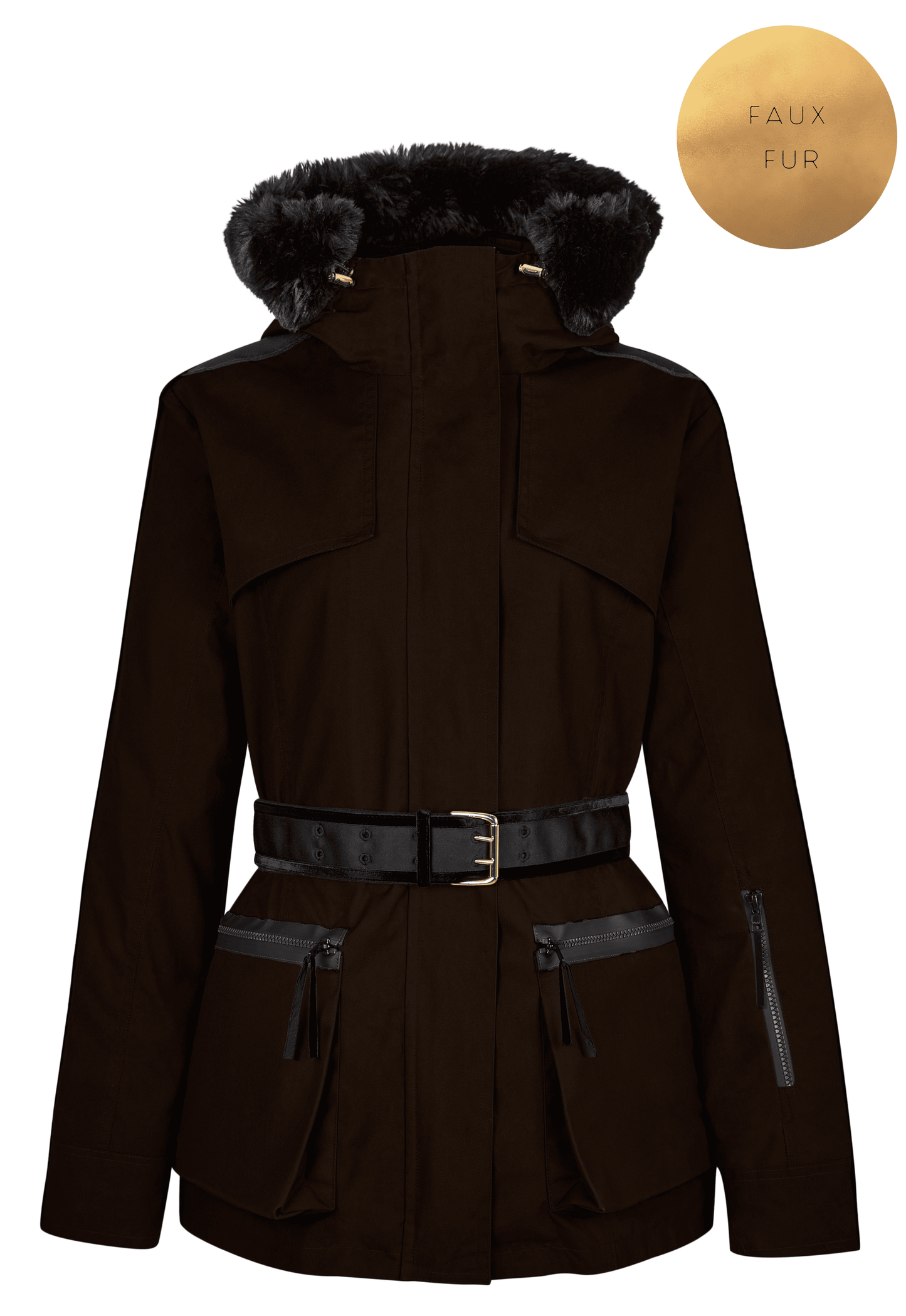 Elements Parka in Chocolate - Faux Fur