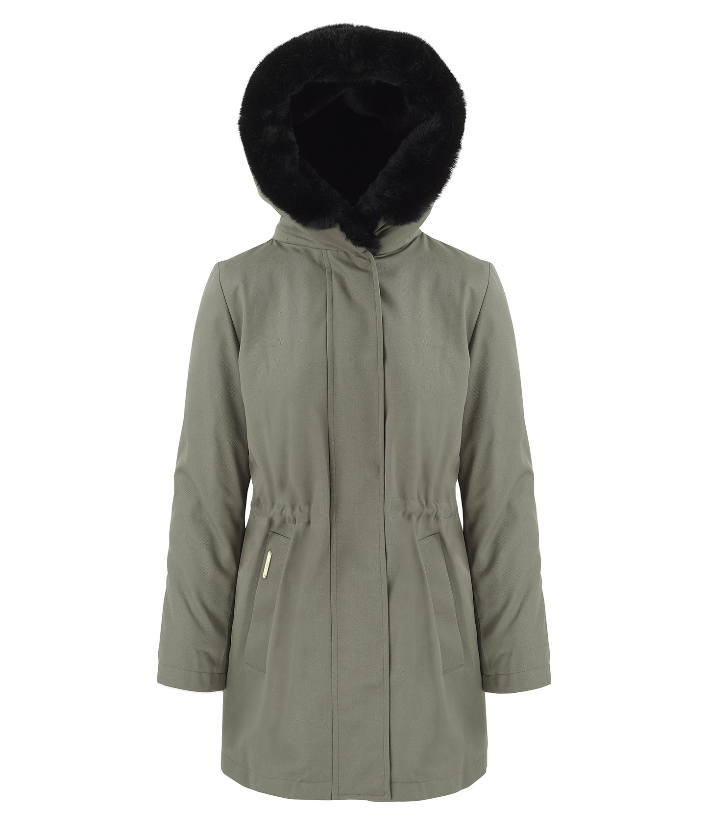 Arctic Parka in Sage with Black Faux Hood