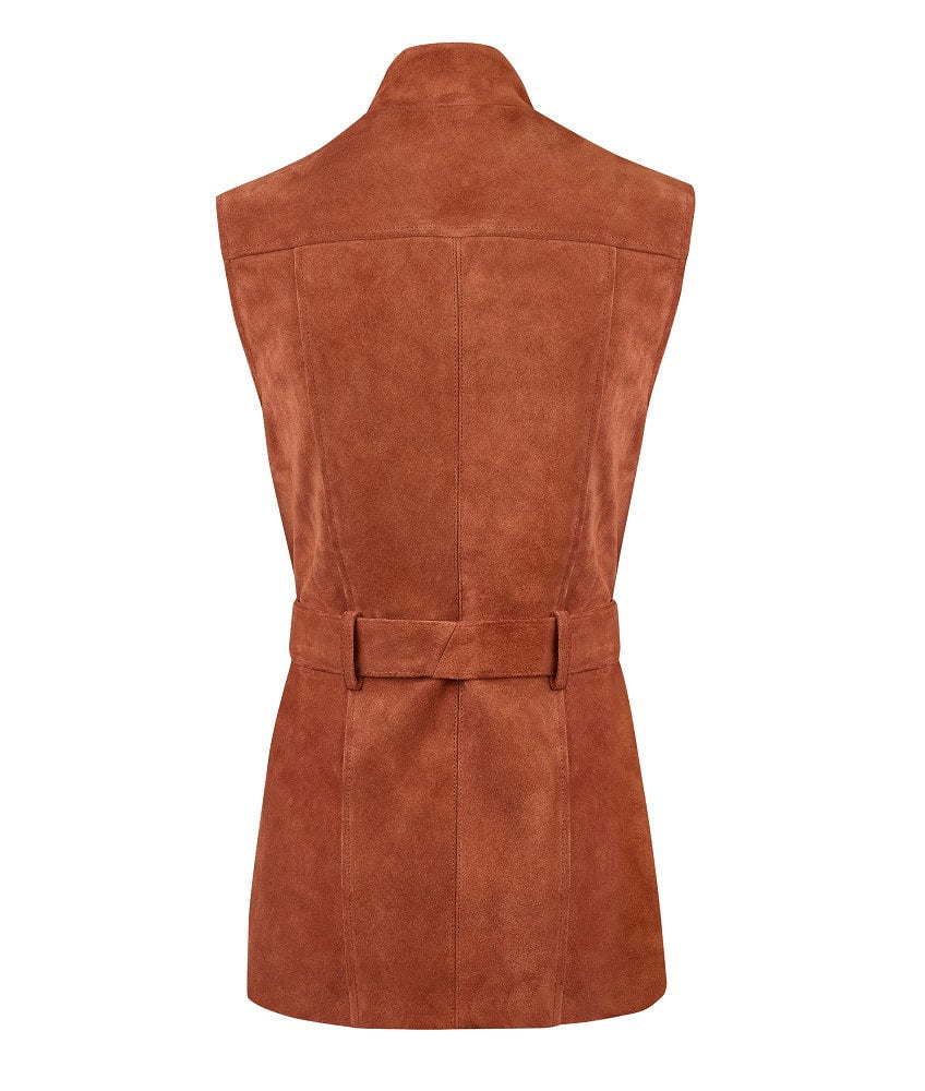 Suede Gilet, Suede Belted Gilet, Made In Britain