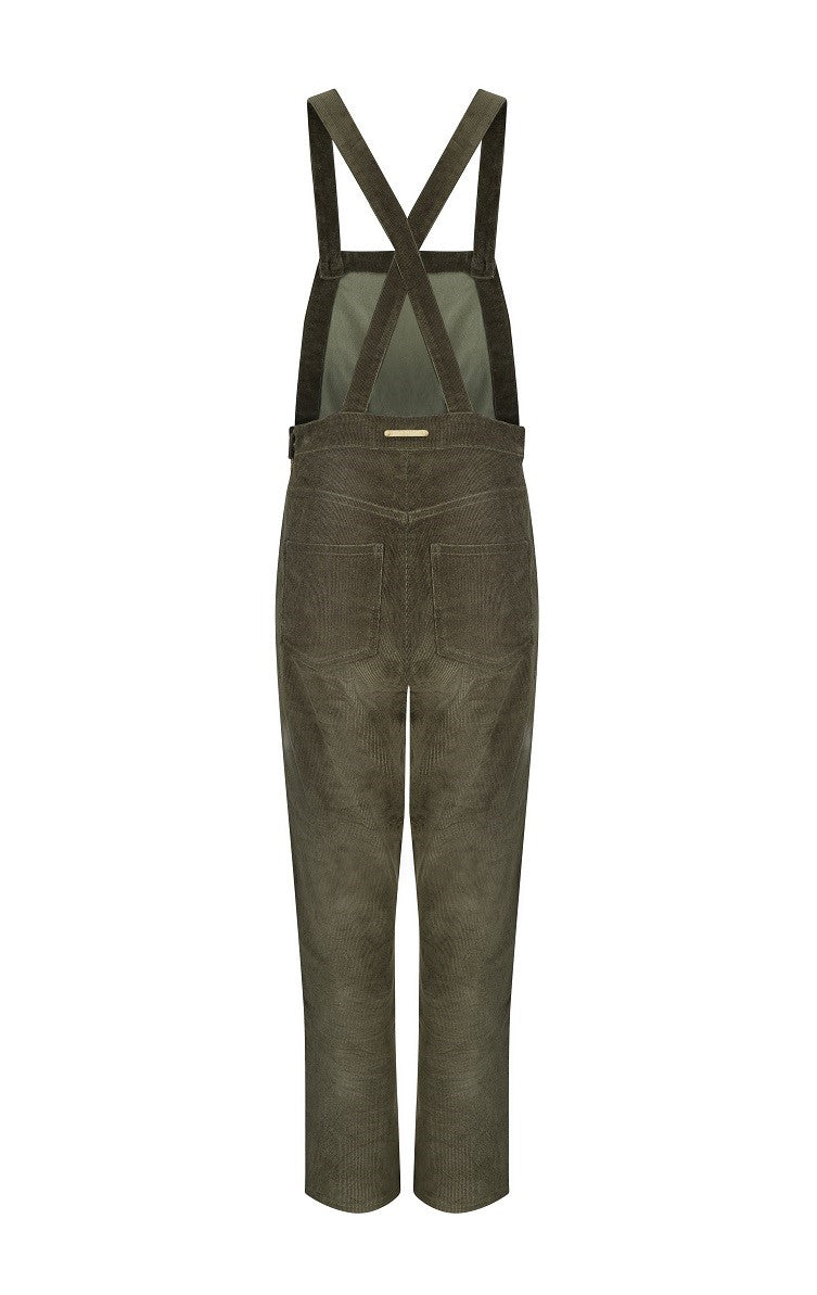 Stretch Corduroy Dungarees - Moss Green