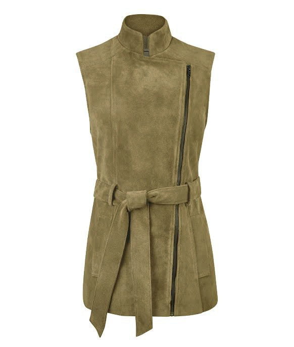 Suede Gilet, Suede Belted Gilet, Made In Britain