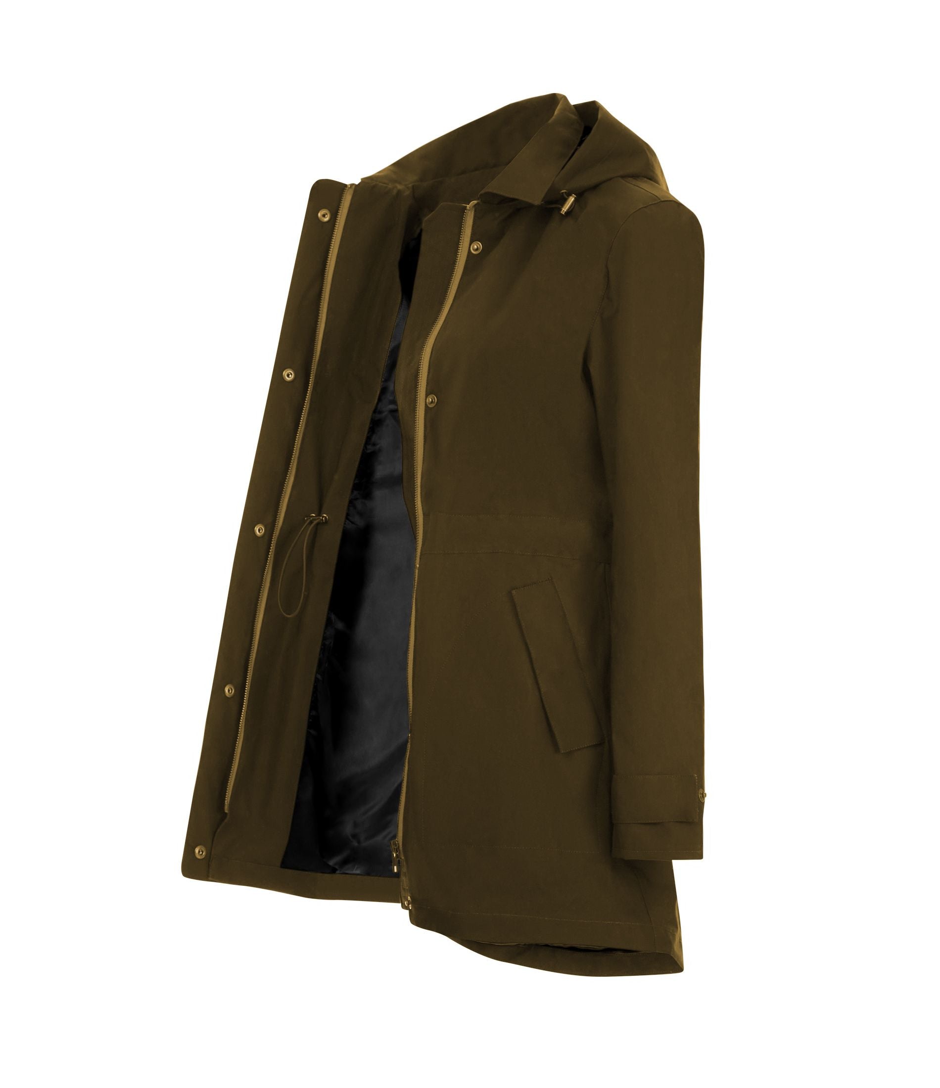 Lightweight waterproof Ladies Wax Jacket Coat in Olive Green