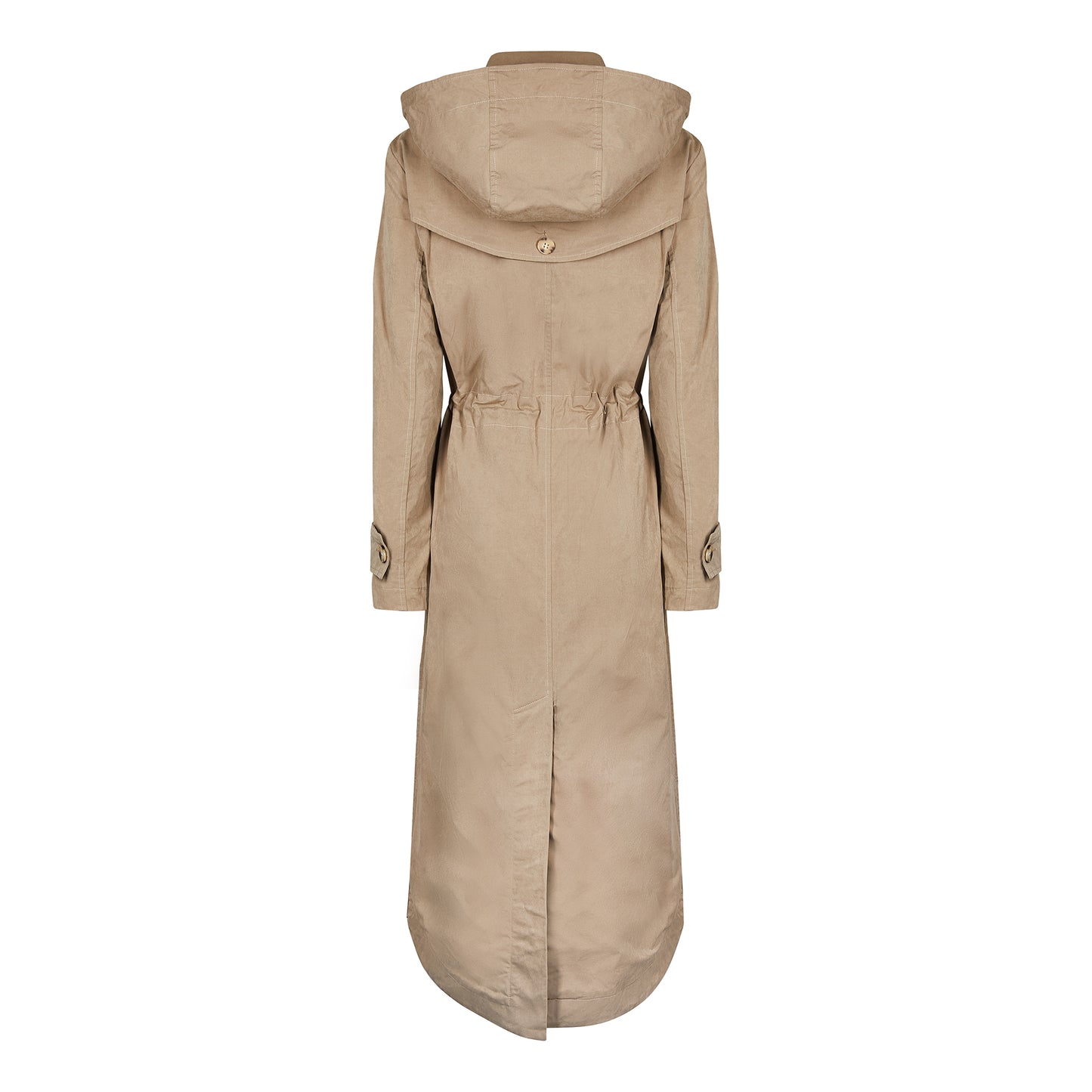 Classic Ladies British Trench Coat in Taupe coloured Cotton with a Contrast Check Lining