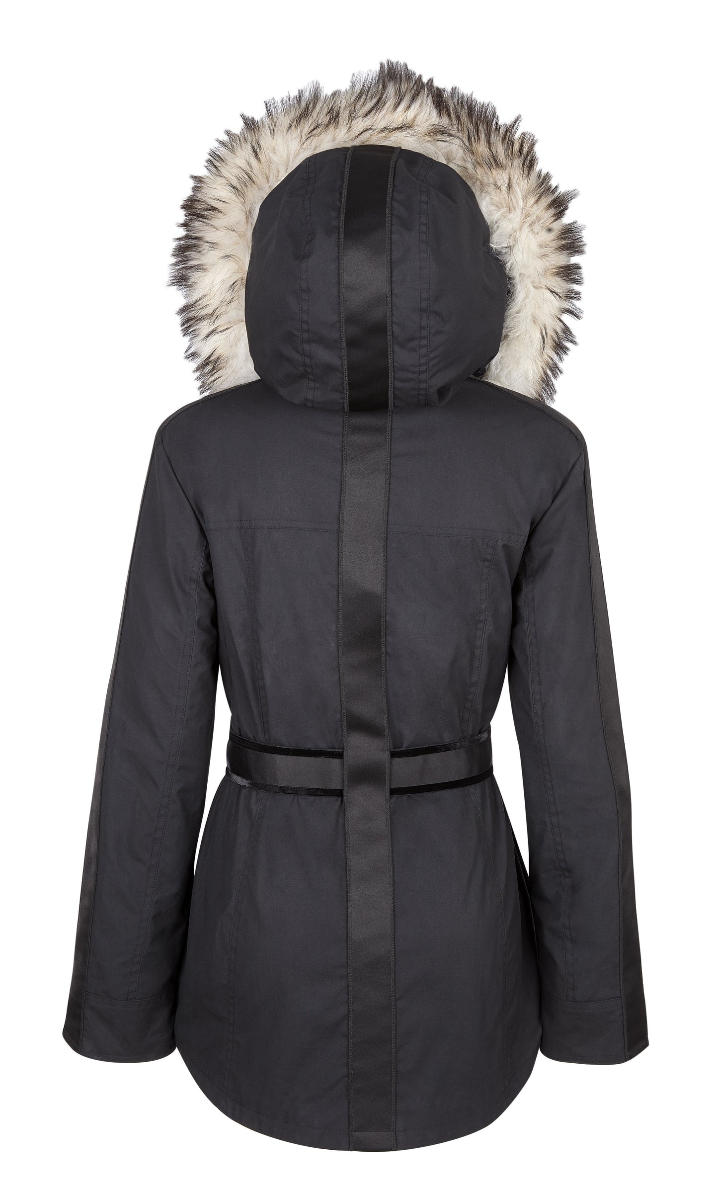 Wax Parka, Wax Jacket with Fur Trim, ski pass, belted, British Made Coat